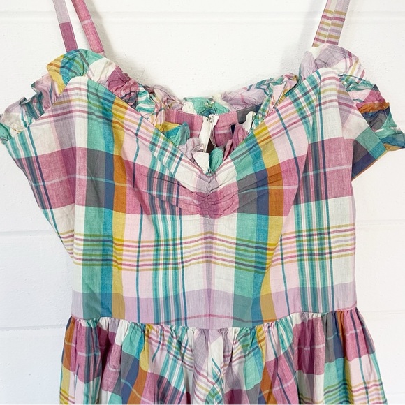 NWT $248 Polo Ralph Lauren Multicolor Madras Plaid Ruffle Midi Dress Size 14 - Picture 7 of 17
